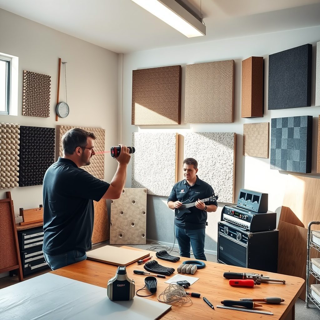 Acoustic panel installation in a home studio