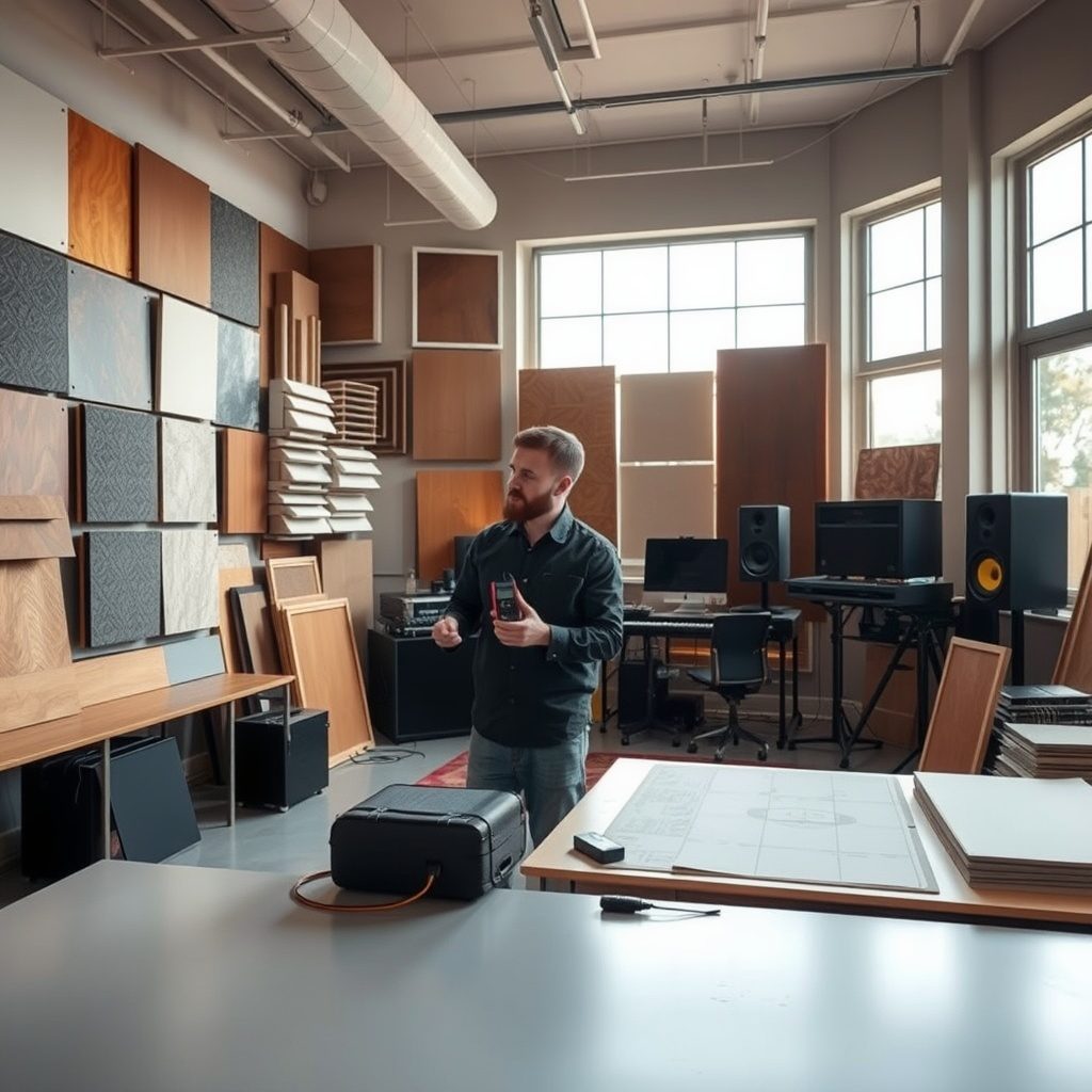 Image of a home studio with acoustic panels