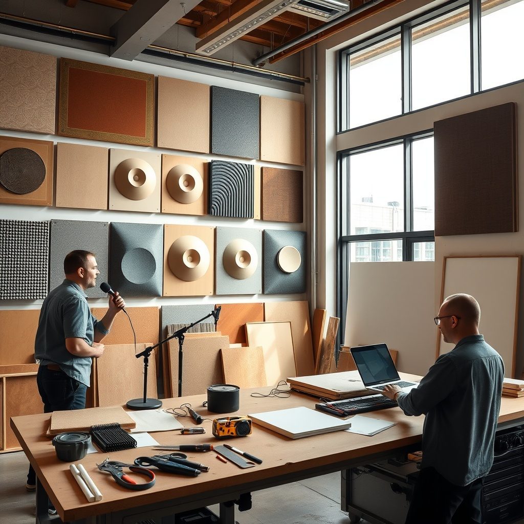 Workshop showcasing acoustic panels