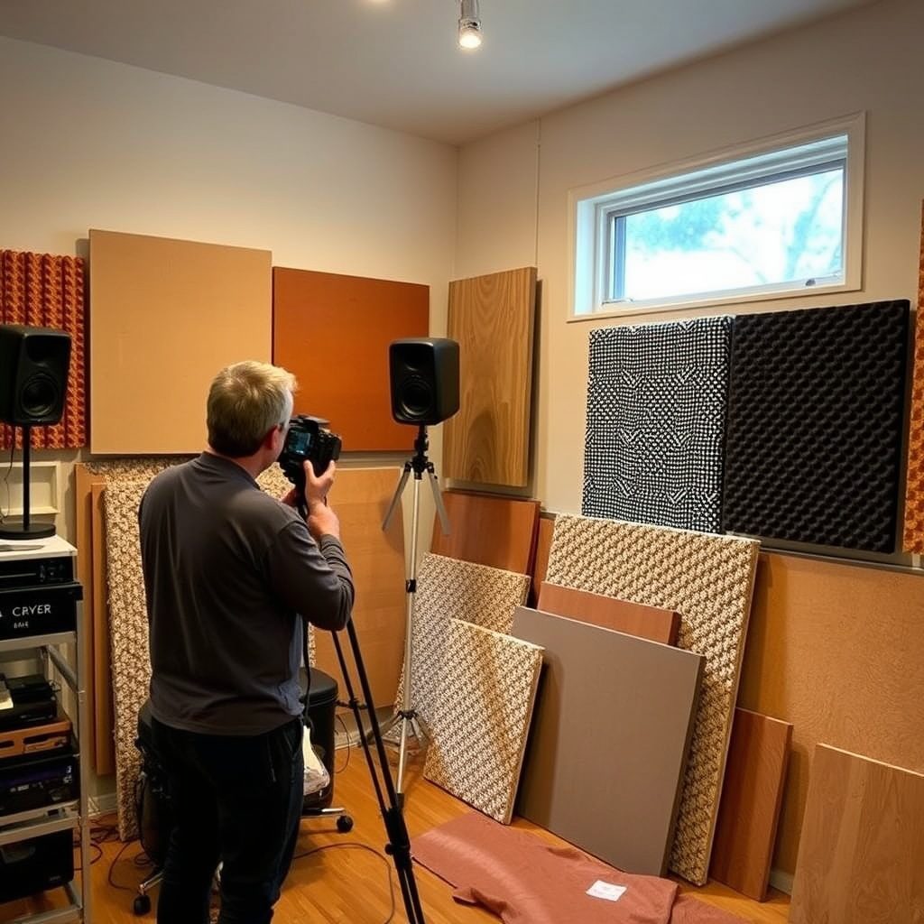 Home studio with acoustic panels